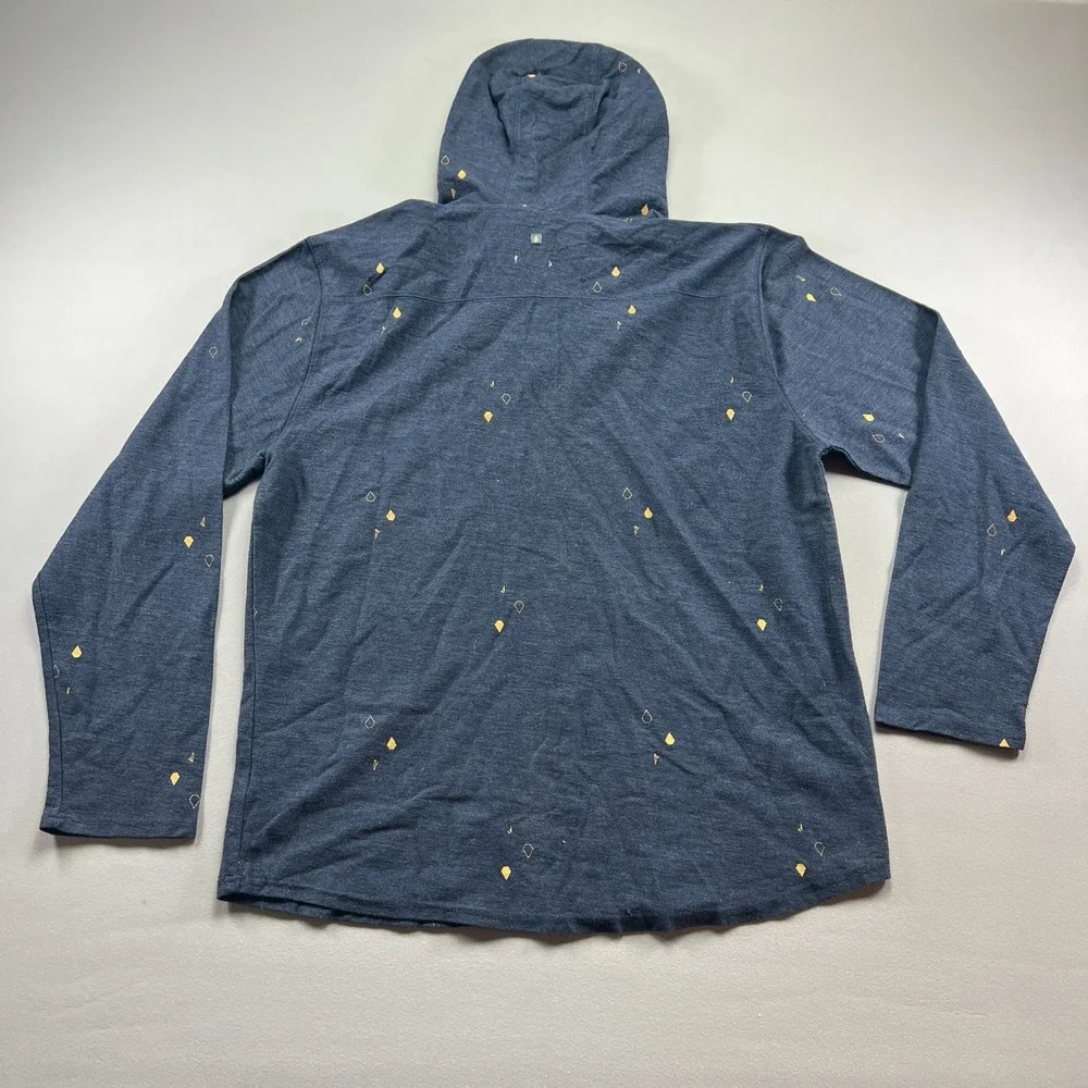 Volcom Hoodie Men XL Heather Blue Paint Splatter Cotton Kangaroo Pocket Pullover